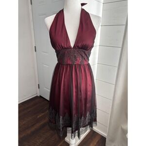 Adrianna Papell Dress Womens 2P Burgundy Whimsigoth Babydoll Y2K Fairy Grunge